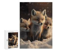300 PCS Jigsaw Puzzles for Teenagerss Jigsaw Winter Fox Trio Adult Jigsaw Puzzle Hands-on Game Hand Speed Race for Birthday, Chrismas 300 PCS