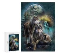 300 PCS Jigsaw Puzzles for Teenagerss Jigsaw Wolves Under The Moonlit Sky Puzzle for Adults Relax Games Improve Memory for Birthday, Chrismas 300 PCS