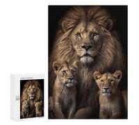 300 PCS Jigsaw Puzzles for Teenagerss Lions Portrait on Dark Jigsaw for Adults Hands-on Game Difficult Hard Unique Birthday And Gifts 300 PCS