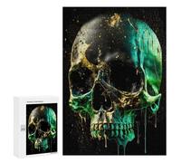 300 PCS Jigsaw Puzzles for Teenagerss Matte Black Skull Puzzle for Adults Relaxing Games Improve Memory Fun Activities at Home 300 PCS