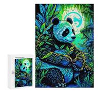 300 PCS Jigsaw Puzzles for Teenagerss Neon Panda in Bamboo Forest Jigsaws for Adults Relax Games Wall Decoration Help The Brain Exercise 300 PCS