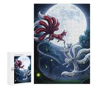 300 PCS Jigsaw Puzzles for Teenagerss Nine-tailed Foxes Moonlight Puzzle For Teenagerss Difficult Challenge Educational Challenge Family Fun & Game Night 300 PCS