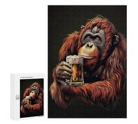 300 PCS Jigsaw Puzzles for Teenagerss Orangutan with Beer Adult Puzzles Hands-on Game Hand Speed Race Fun at Home Activities, 300 PCS