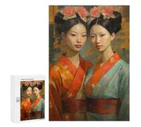 300 PCS Jigsaw Puzzles for Teenagerss Painted Asian Twins Puzzle For Teenagerss Difficult Challenge Educational Challenge Family Fun & Game Night 300 PCS