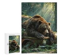300 PCS Jigsaw Puzzles for Teenagerss Peaceful Bear On Mossy Car Puzzle For Teenagerss Difficult Challenge Educational Challenge Family Fun & Game Night 300 PCS