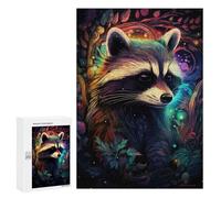 300 PCS Jigsaw Puzzles for Teenagerss Rainbow Raccoon Fantasy Jigsaw Puzzle Toy Wall Decor Difficult Hard Unique Birthday And Xmas Gifts 300 PCS