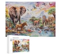 300 PCS Jigsaw Puzzles for Teenagerss Rainbow Safari A Vibrant Wildlife Gathering Jigsaw Puzzle Toy Wall Decor Difficult Hard Unique Birthday And Xmas Gifts 300 PCS