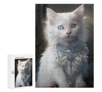 300 PCS Jigsaw Puzzles for Teenagerss Regal White Cat Portrait -5 Puzzle for Adults Relaxing Games Improve Memory Fun Activities at Home 300 PCS