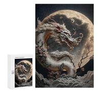300 PCS Jigsaw Puzzles for Teenagerss Seraphic Dragon Moonlit Sky Puzzle for Adults Relaxing Games Improve Memory Fun Activities at Home 300 PCS