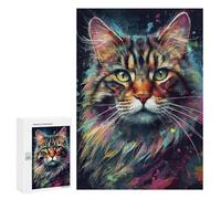 300 PCS Jigsaw Puzzles for Teenagerss Siberian Cat Painting Jigsaws for Adults Hands-on Game Presents for Women Help The Brain Exercise 300 PCS