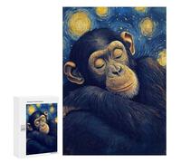 300 PCS Jigsaw Puzzles for Teenagerss Sleeping Chimpanzee in Starry Night Style Puzzle for Adults Relaxing Games Improve Memory Fun Activities at Home 300 PCS