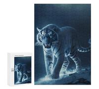 300 PCS Jigsaw Puzzles for Teenagerss Snow Tiger in Night Puzzle For Teenagerss Difficult Challenge Educational Challenge Family Fun & Game Night 300 PCS