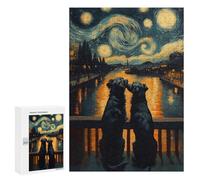 300 PCS Jigsaw Puzzles for Teenagerss Starry Night And Couple Dogs Puzzles for Adults Brain Teaser Game Analysis And Logic Christmas Birthday Gifts 300 PCS