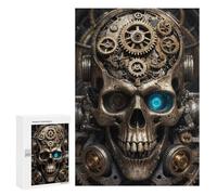 300 PCS Jigsaw Puzzles for Teenagerss Steampunk Gear Head Skull Jigsaw for Adults Hands-on Game Difficult Hard Unique Birthday And Gifts 300 PCS