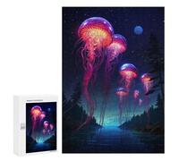 300 PCS Jigsaw Puzzles for Teenagerss Synthwave Jellyfish Puzzles for Adults Brain Teaser Game Analysis And Logic Christmas Birthday Gifts 300 PCS
