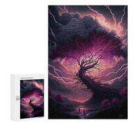 300 PCS Jigsaw Puzzles for Teenagerss Thunderstorm Tree Landscape -1 Puzzle For Teenagerss Difficult Challenge Educational Challenge Family Fun & Game Night 300 PCS