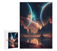 300 PCS Jigsaw Puzzles for Teenagerss Twin Planets Landscape Jigsaw for Adults Hands-on Game Difficult Hard Unique Birthday And Gifts 300 PCS