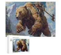 300 PCS Jigsaw Puzzles for Teenagerss Warrior Riding Bear Fantasy Artwork Jigsaws for Adults Hands-on Game Presents for Women Help The Brain Exercise 300 PCS