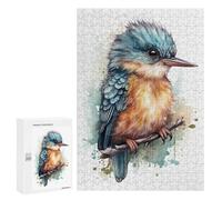 300 PCS Jigsaw Puzzles for Teenagerss Watercolor Baby Kingfisher Jigsaw for Adults Hands-on Game Difficult Hard Unique Birthday And Gifts 300 PCS