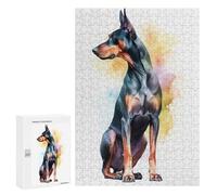 300 PCS Jigsaw Puzzles for Teenagerss Watercolor Doberman Puppy Jigsaw for Adults Hands-on Game Difficult Hard Unique Birthday And Gifts 300 PCS