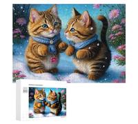 300 PCS Jigsaw Puzzles for Teenagerss Winter Kitten Adventure Jigsaw Puzzle Toy Wall Decor Difficult Hard Unique Birthday And Xmas Gifts 300 PCS