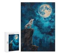 300 PCS Jigsaw Puzzles for Teenagerss Wolf Howl in Moon Night Jigsaws for Adults Relax Games Wall Decoration Help The Brain Exercise 300 PCS