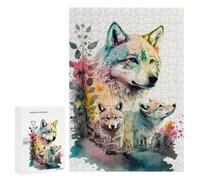 300 PCS Jigsaw Puzzles for Teenagerss Wolf Watercolor Painting Jigsaw for Adults Hands-on Game Difficult Hard Unique Birthday And Gifts 300 PCS