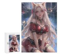 300 PCS Jigsaw Puzzles Fox Eared Girl by Water Jigsaw Puzzles for Teenagerss But Fun And Humorous Every Piece Is Unique - Learning Educational Toys 300 PCS