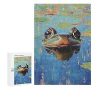 300 PCS Jigsaw Puzzles Frog Pond Reflection Painting Jigsaws for Adults Puzzle For Family Fun Difficult And Challenge Educational Family Game 300 PCS