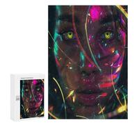 300 PCS Jigsaw Puzzles- Futuristic Portraits Glow Jigsaw for Adults Relaxing Games Staycation Kill Time Deal As Gifts for The Whole Family 300 PCS
