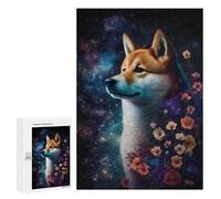 300 PCS Jigsaw Puzzles- Galactic Floral Dog Portrait Jigsaw for Adults Relaxing Games Staycation Kill Time Deal As Gifts for The Whole Family 300 PCS