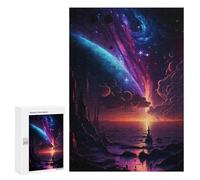 300 PCS Jigsaw Puzzles Galactic Sunset Fantasy Jigsaws for Adults Anti-Stress Toys Staycation Kill Time Parent-child Interaction 300 PCS
