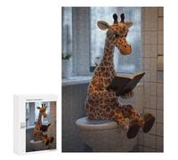 300 PCS Jigsaw Puzzles Giraffe Reading on Toilet Jigsaw for Teenagerss Precision Cutting Fun Activities at Home Challenging Game And Family Play 300 PCS