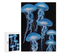 300 PCS Jigsaw Puzzles Glowing Blue Jellyfish Jigsaw Puzzles for Teenagerss But Fun And Humorous Every Piece Is Unique - Learning Educational Toys 300 PCS