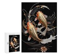 300 PCS Jigsaw Puzzles- Golden Koi Japan Fish Art Jigsaw for Adults Relaxing Games Staycation Kill Time Deal As Gifts for The Whole Family 300 PCS