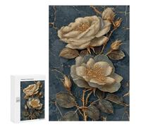 300 PCS Jigsaw Puzzles Golden Rose Wall Mural Jigsaws for Adults Puzzle For Family Fun Difficult And Challenge Educational Family Game 300 PCS