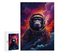 300 PCS Jigsaw Puzzles Gorilla Astronaut in Space Adult Jigsaw Puzzles Enhance Memory Educational Challenge Toys Educational Games 300 PCS
