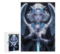 300 PCS Jigsaw Puzzles- Gothic Angel with Sword Jigsaw for Adults Relaxing Games Staycation Kill Time Deal As Gifts for The Whole Family 300 PCS
