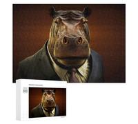 300 PCS Jigsaw Puzzles Hippos in Suits A Unique Fashion Trend! Jigsaw for Adults Fun Games Perfect Decoration Unique Gifts for Birthday And Christmas 300 PCS