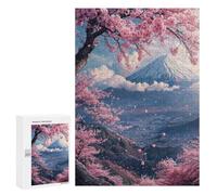 300 PCS Jigsaw Puzzles Japan Mount Fuji Sakura V2 Jigsaw for Teenagerss Precision Cutting Fun Activities at Home Challenging Game And Family Play 300 PCS