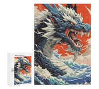 300 PCS Jigsaw Puzzles Japanese Dragon Wave Art Print Jigsaw Puzzles for Teenagers Stress Reliever Train Your Brain And Hands Learning Educational Toys 300 PCS