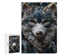 300 PCS Jigsaw Puzzles Kintsugi Lone Blue Wolf Jigsaw Puzzles for Teenagerss But Fun And Humorous Every Piece Is Unique - Learning Educational Toys 300 PCS