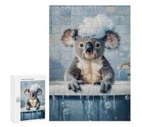 300 PCS Jigsaw Puzzles Koala Bath Time Jigsaws for Adults Anti-Stress Toys Staycation Kill Time Parent-child Interaction 300 PCS