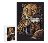 300 PCS Jigsaw Puzzles Leopard Beer Jigsaw for Adults Fun Games Perfect Decoration Unique Gifts for Birthday And Christmas 300 PCS