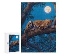 300 PCS Jigsaw Puzzles Leopard Moonlit Tree Branch Jigsaws for Adults Puzzle For Family Fun Difficult And Challenge Educational Family Game 300 PCS