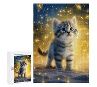 300 PCS Jigsaw Puzzles- Magical Kitten Glitter Puzzle For Teenagers Family Activities for Birthday, Chrismas Unique Birthday And Gifts 300 PCS