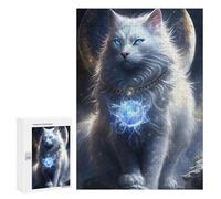 300 PCS Jigsaw Puzzles Magical Moonlit Cat Pendant Jigsaws for Adults Anti-Stress Toys Staycation Kill Time Parent-child Interaction 300 PCS