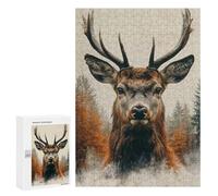 300 PCS Jigsaw Puzzles Majestic Deer Portrait in Autumn Forest Jigsaw Puzzles for Teenagerss But Fun And Humorous Every Piece Is Unique - Learning Educational Toys 300 PCS