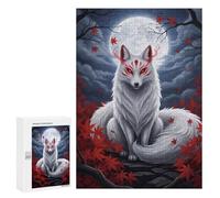 300 PCS Jigsaw Puzzles- Majestic-Kitsune-Under-Full-Moon Jigsaw for Adults Relaxing Games Staycation Kill Time Deal As Gifts for The Whole Family 300 PCS