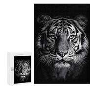300 PCS Jigsaw Puzzles Monochrome Tiger Portrait Jigsaw for Teenagerss Precision Cutting Fun Activities at Home Challenging Game And Family Play 300 PCS